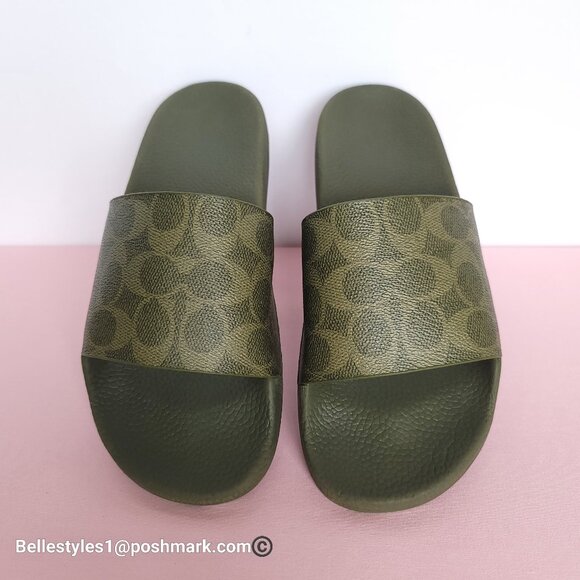 COACH Udele Sport Slide In Signature Canvas - Women's Size 8B- Olive Color ⭐ - Picture 3 of 16